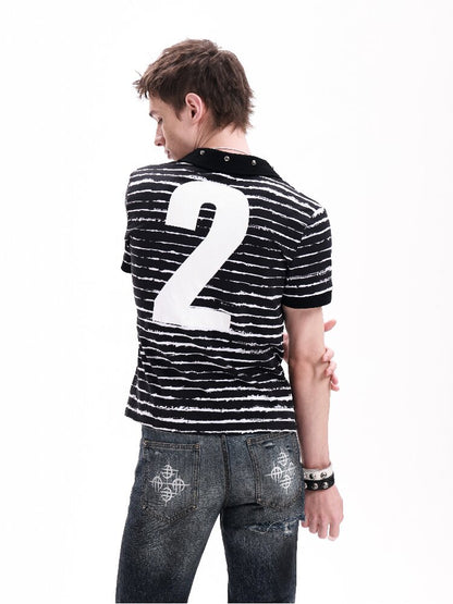 Thorn Letter Rhinestone Polo Shirt【s0000018268】