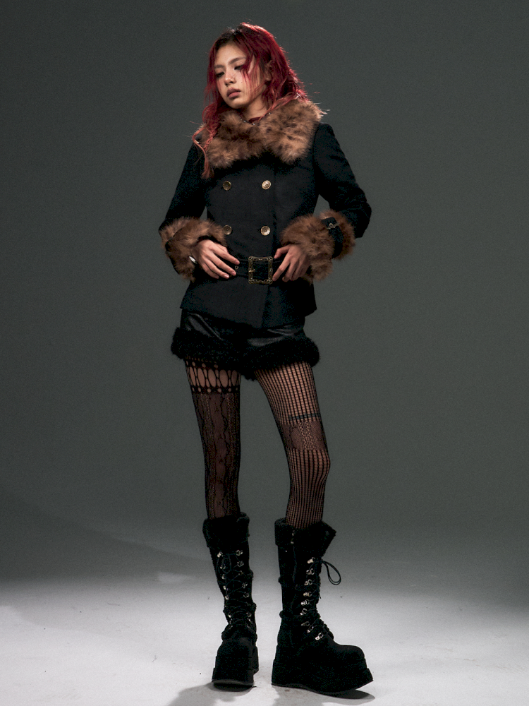 Vintage Leopard Fur Short Wool Coat【s0000015092】