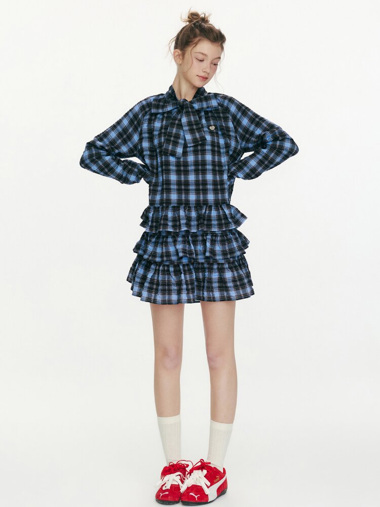 Twilight Rose Blue Plaid Dress【s0000015670】