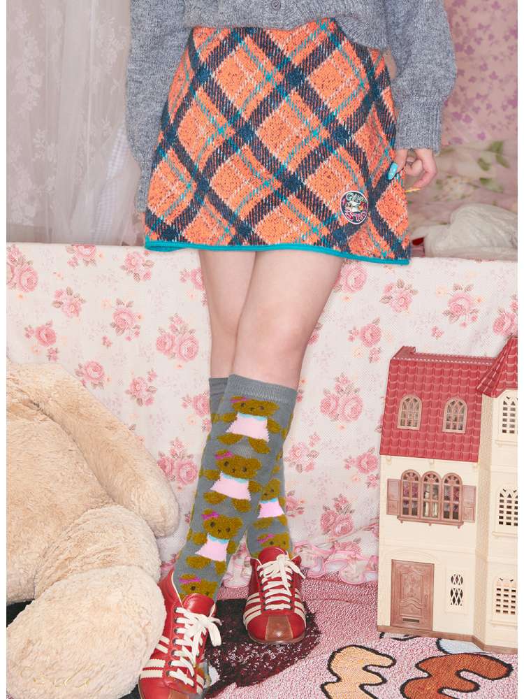 Two-Tone Check Knit Skirt【s0000014495】