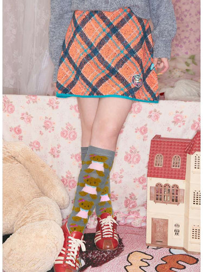 Two-Tone Check Knit Skirt【s0000014495】