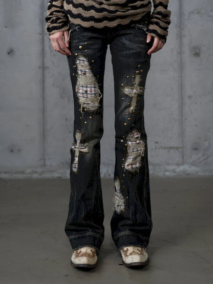 Distressed Straight-Leg Slim-Fit Jeans【s0000013946】