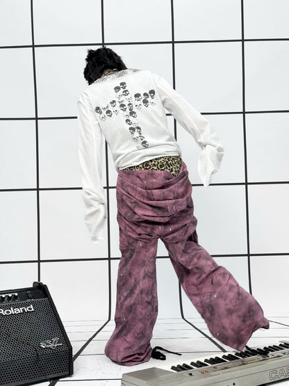 Punk double-waisted pink pants【s0000011686】