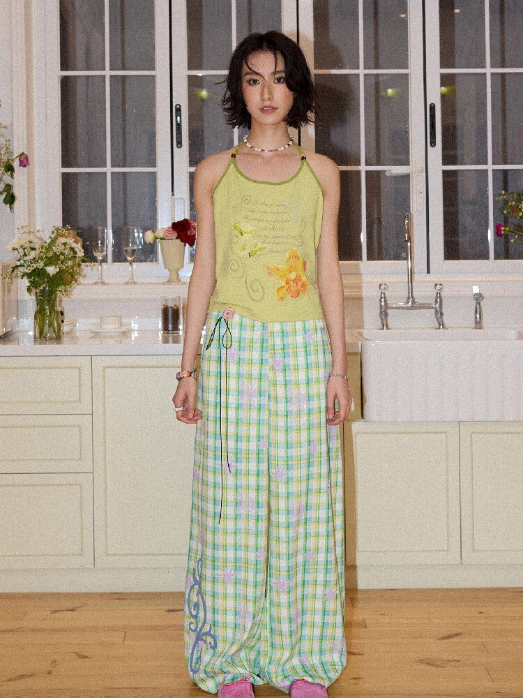Floral Beaded Halterneck Camisole【s0000016657】