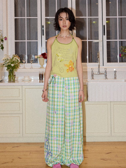 Floral Beaded Halterneck Camisole【s0000016657】