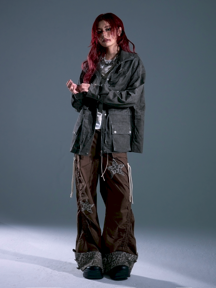 Casual Pocket Drawstring Loose Jacket【s0000013688】