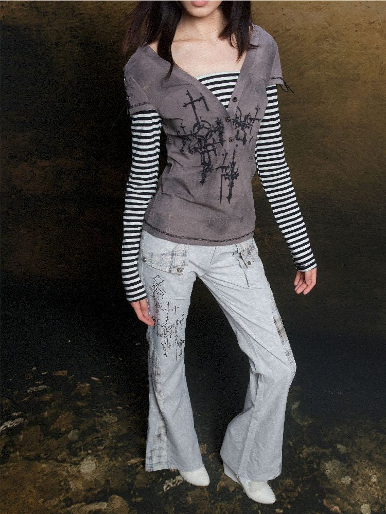 Double Waistband Drilling Decoration Pants【s0000011810】