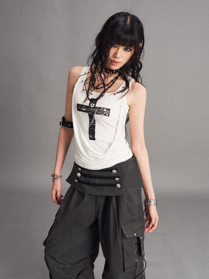 Street Punk Cross Slim Tank Top【s0000017536】