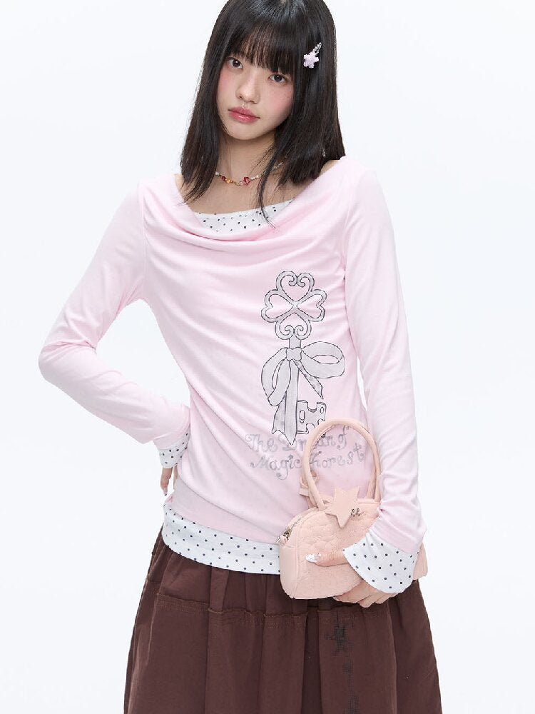 Soft Patchwork Collar Slim Top【s0000016385】