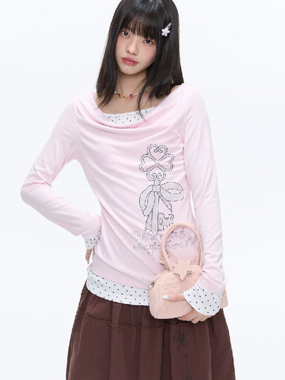 Soft Patchwork Collar Slim Top【s0000016385】