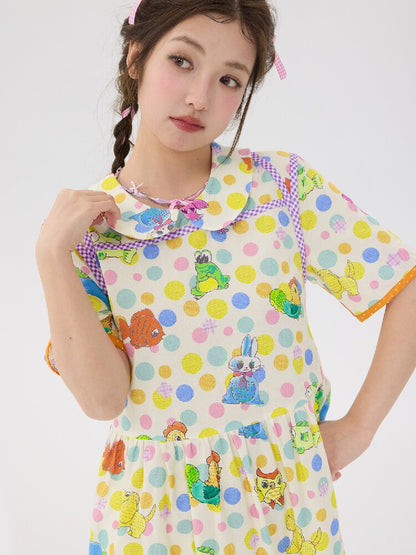 Polka Dot Animal Graffiti Dress【s0000016713】