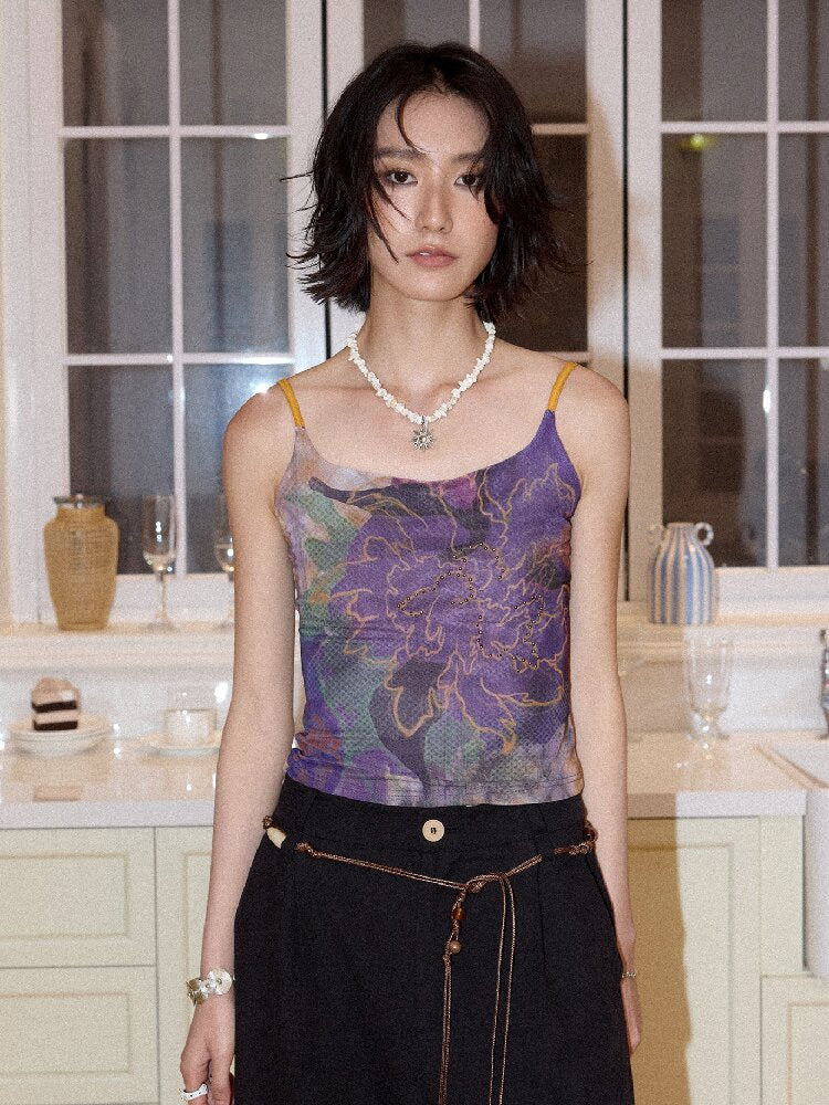 Floral Mesh Diamond Camisole【s0000016655】