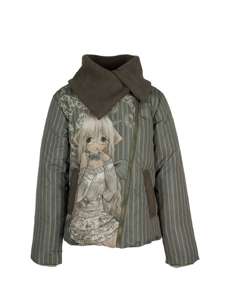 Striped Comic Character Down Jacket【s0000018074】