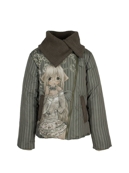 Striped Comic Character Down Jacket【s0000018074】