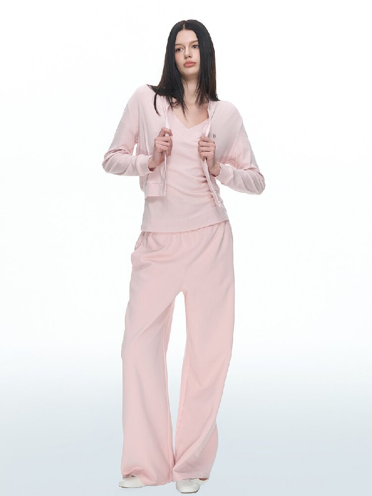 Pure Zipper Short Sweatpants Set【s0000015869】