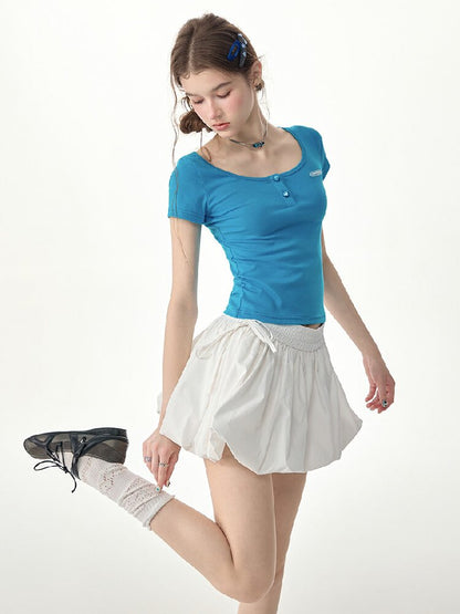 Blues Sweetheart U Neck Short T Shirt【s0000017258】