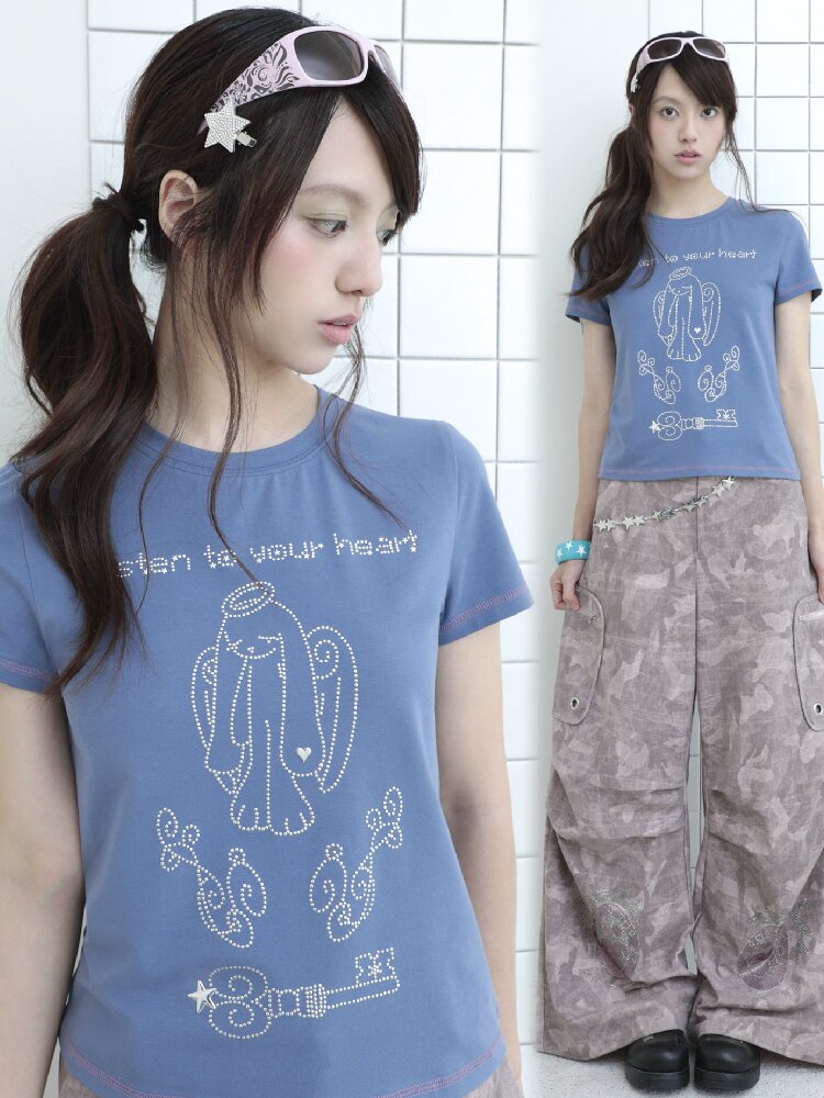 Millennium Navy Angel Rabbit T-shirt【s0000017474】