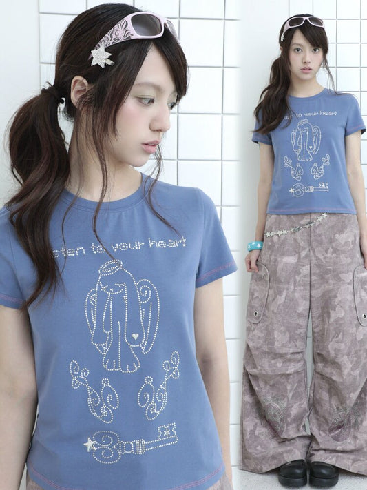 Millennium Navy Angel Rabbit T-shirt【s0000017474】