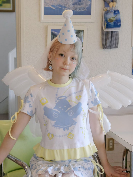 흰색 ange l te printe d girls 티셔츠 [S0000009092]