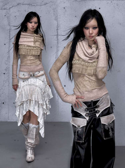 Vintage Punk Scarf Wool Knit Layer【s0000014923】