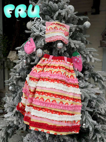 Corduroy Strawberry Print Skirt【s0000015104】