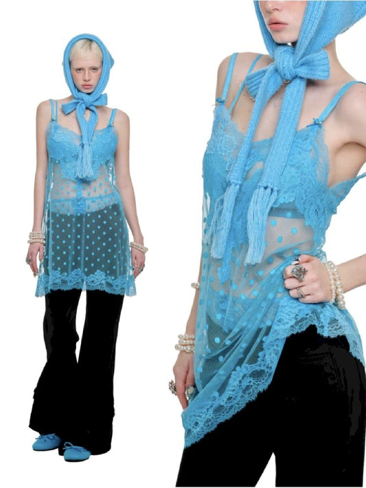 Lace See Through Halter Dress【s0000011602】