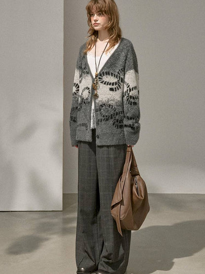 Oversized V-Neck Knit Cardigan【s0000014404】