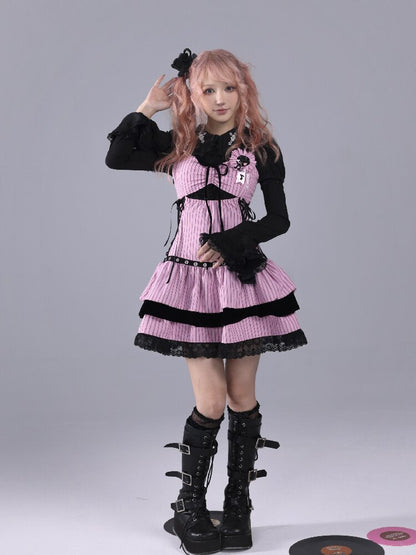 Striped Black Velvet Singing Gown【s0000016220】