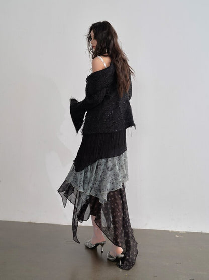 Leopard Print Splicing Chiffon Skirt【s0000015697】