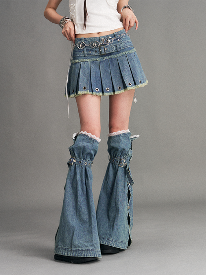Lace Denim Strap Flared Leg Covers【s0000017774】