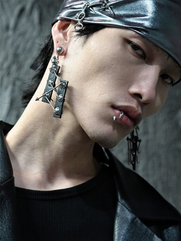 Heavy Pure Handmade Leather Punk Earrings【s0000018873】