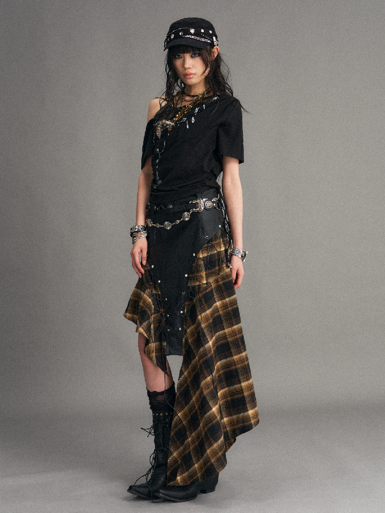 Punk Retro Strappy Plaid Skirt【s0000017534】
