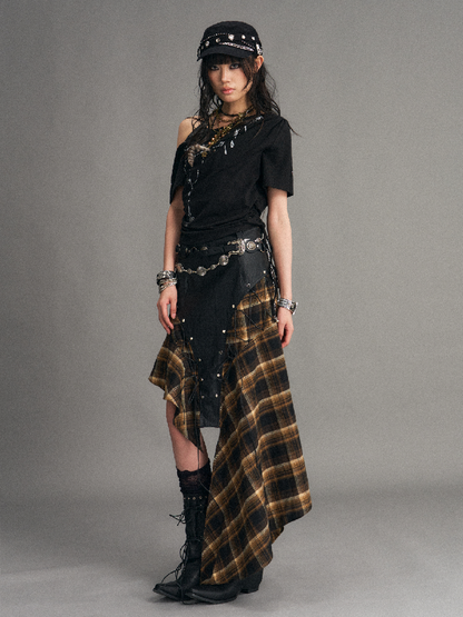 Punk Retro Strappy Plaid Skirt【s0000017534】