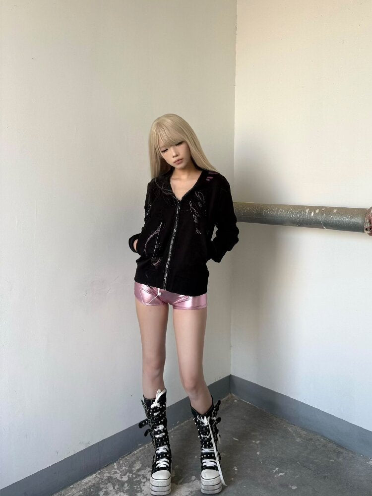 Purple Rhinestone Piano Key Cardigan【s0000019266】
