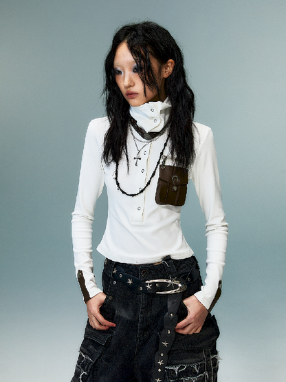 슬림 니트 긴 소매 바닥 셔츠 [S0000011480]