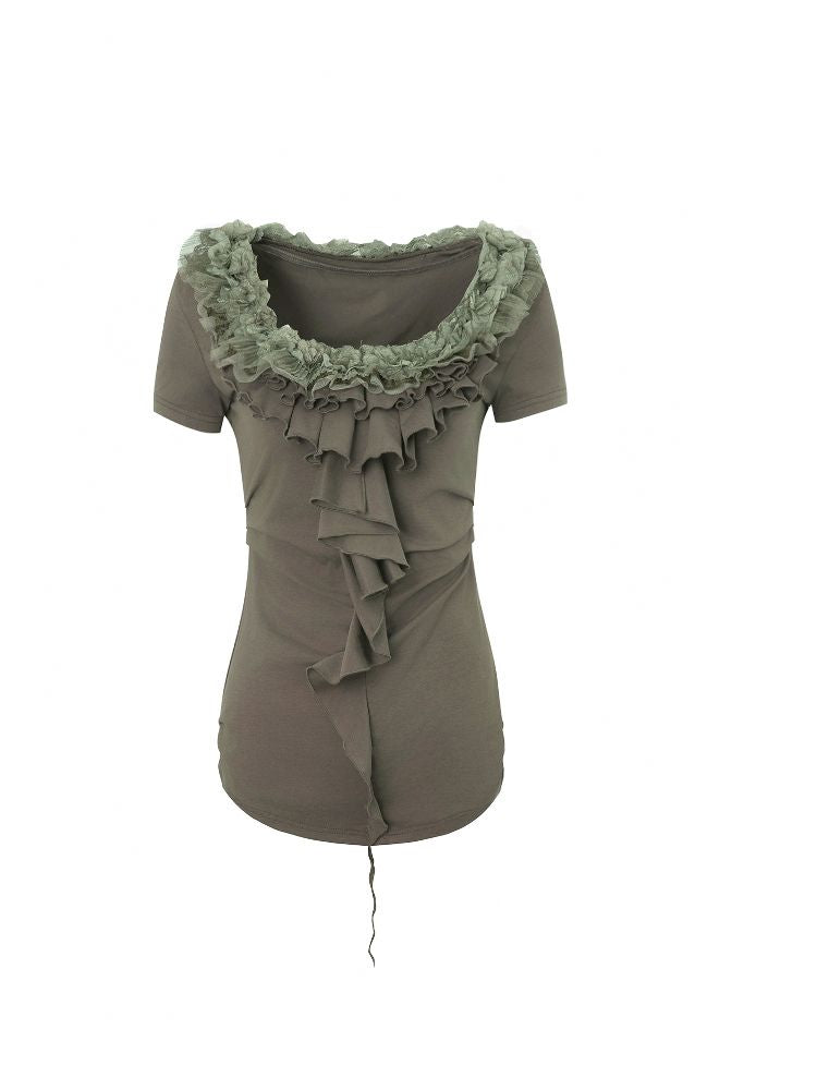 Multi-layer Lace Ruffle Slim T【s0000012213】