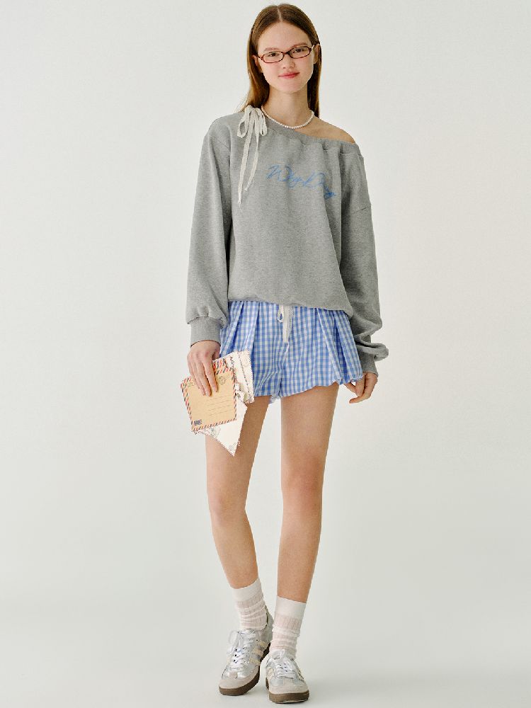 Lace Ribbon Sweatshirt Raglan Top【s0000011980】