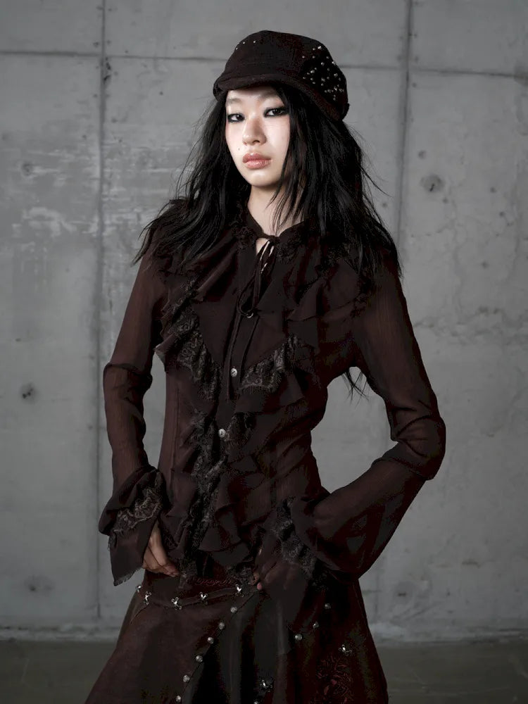 Court-Style Lace Chiffon Shirt【s0000013948】