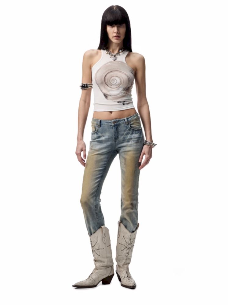 Floral Printing Hot Rhinestone Work Vest【s0000012406】