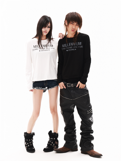 Five Star Slogan Crew Long Shirt【s0000018322】
