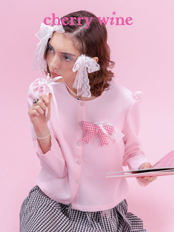 Baby Pink Waffle Loose Long Sleeve Jacket【s0000009329】