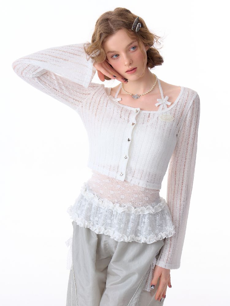 Short White Hollow Thin Jacket【s0000011679】