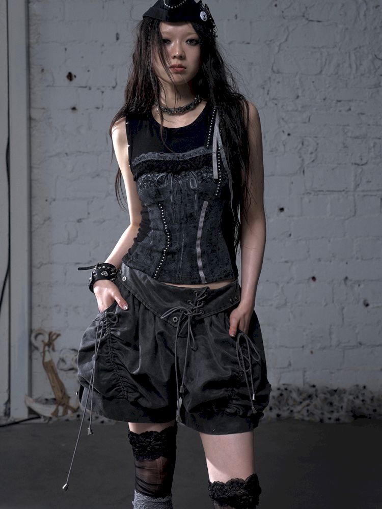 Ssleeveless fitted knit short vest【s0000012791】