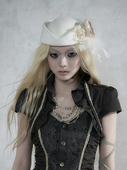 Baroque Lace Wool Equestrian Beret【s0000017994】