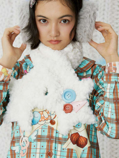 Star Y2K Plush Versatile Two-Tone Scarf【s0000014855】