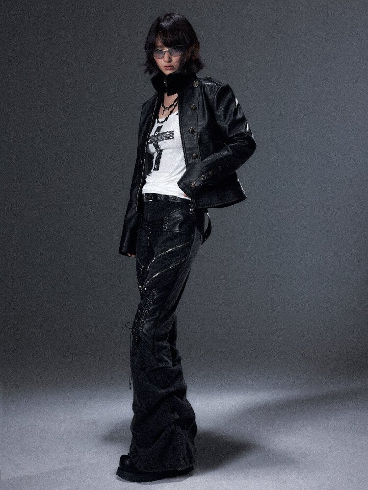 Punk Washed Pleated Denim Pants【s0000018006】