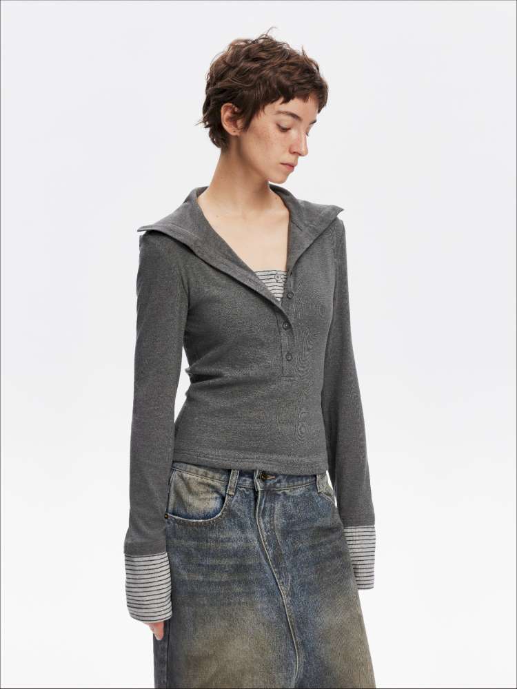 Comfortable Slim Henry Neck Knitted Top【s0000014878】