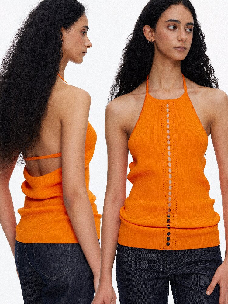 Lyocell Lace Up Halterneck Knit【s0000015929】