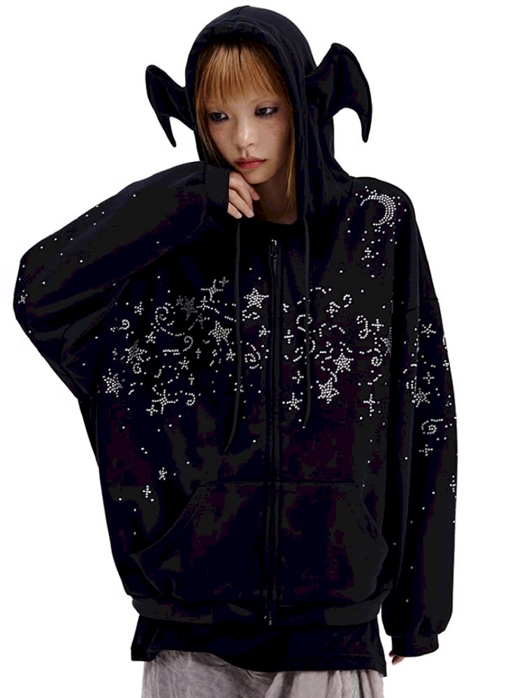 Starry Night Rhinestone Sweatshirt【s0000010504】