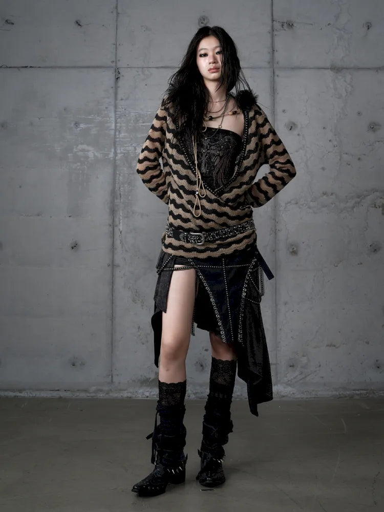 Two-Piece Set Striped Knit Top【s0000013953】